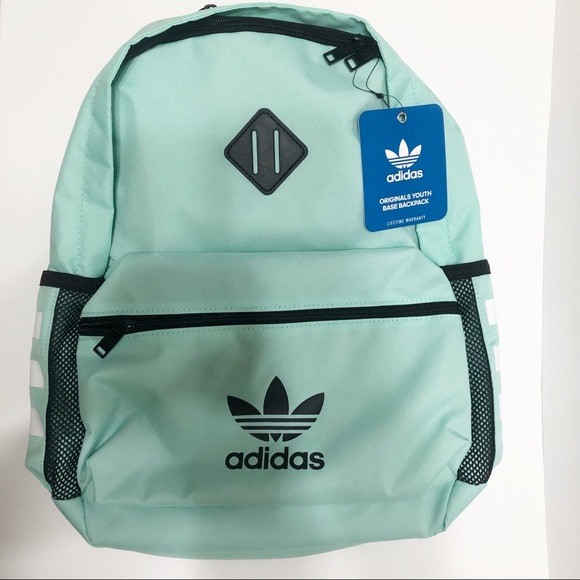 NEW Adidas Backpack Mint Green Black Three Stripes - Picture 3 of 8
